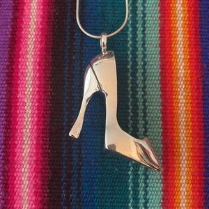 Extra Large Sterling Silver 925 Stiletto High Heel Pendant Charm & Chain